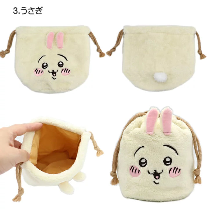 Chiikawa 吉伊卡哇|毛茸茸角色大头巾着/束口袋/防水内里|約W160×H160×D10mm