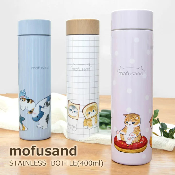 Mofusand|鲨鱼猫清新淡雅波点粉紫色保温保冷水杯/保温杯/杯身不会太大/但容量又很合适|400ml