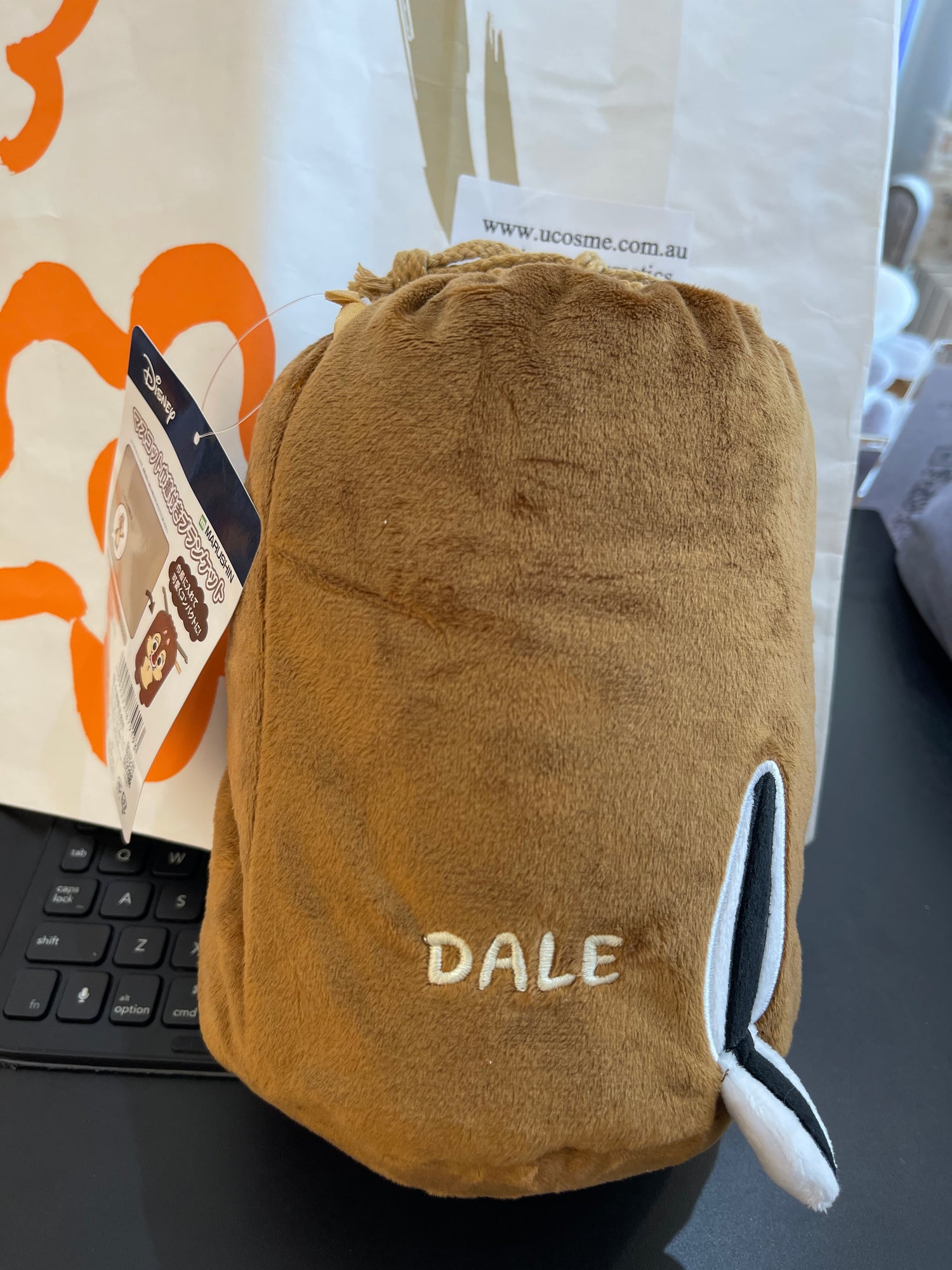 Disney|奇奇蒂蒂毛茸茸毯子巾着/收纳|約H70×W100cm