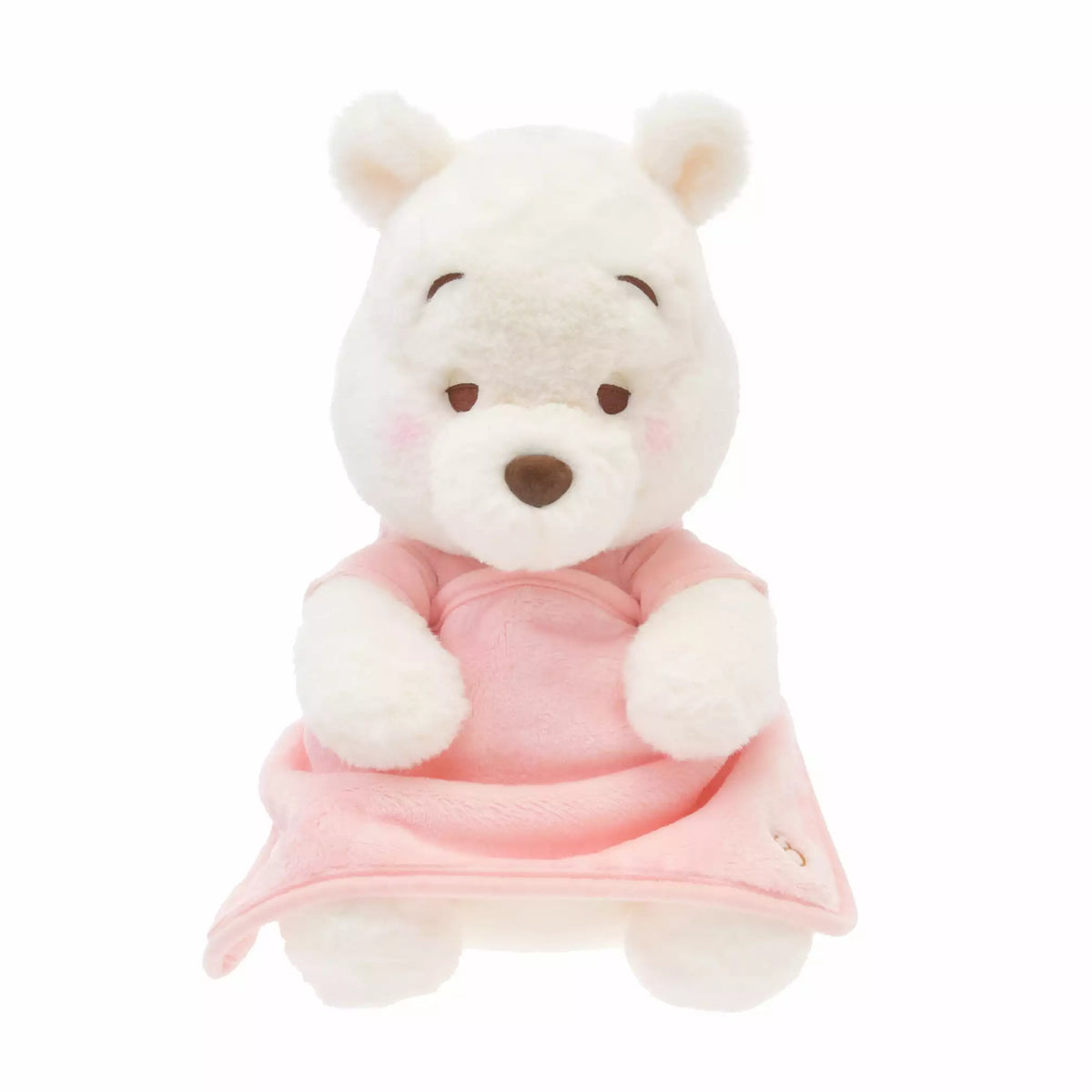 Disney|2023 Winnie the pooh小熊维尼White pooh白色冬日东京限定粉色抱毯公仔/玩偶/粉噗|约H33×W23×D22cm