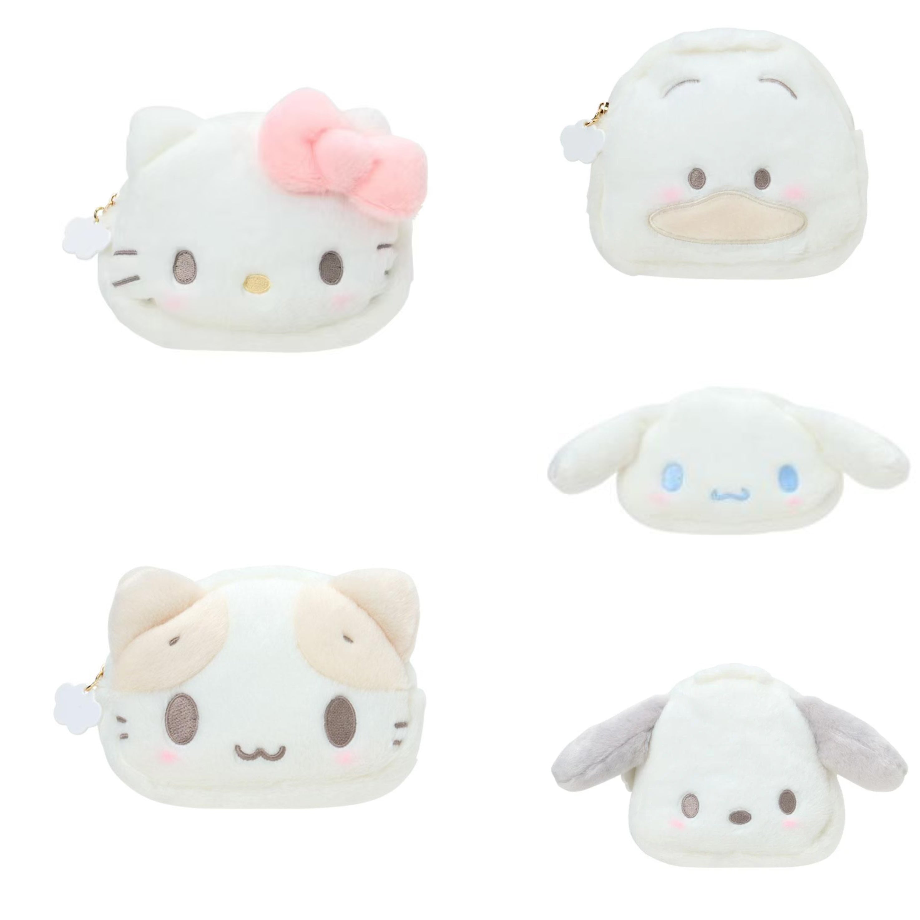 Sanrio|Nap on Fluffy White Cloud Face-shaped Pouch 15×2.5×11.5cm approx.