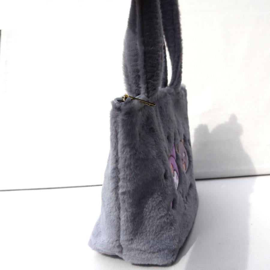 Sanrio|Fluffy Embroidered Tote Bag|H20×W30×D10cm approx.