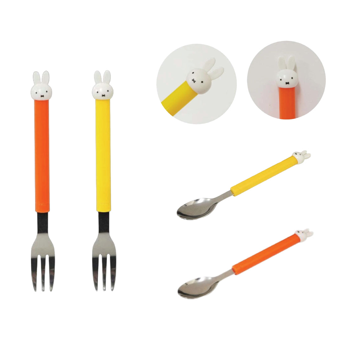 Miffy|Mascot Orange Handle Stainless Steel Spoon&Fork|150mm approx.