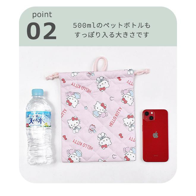 Sanrio|Quilted Drawstring Bag|W20xH24.5cm approx.