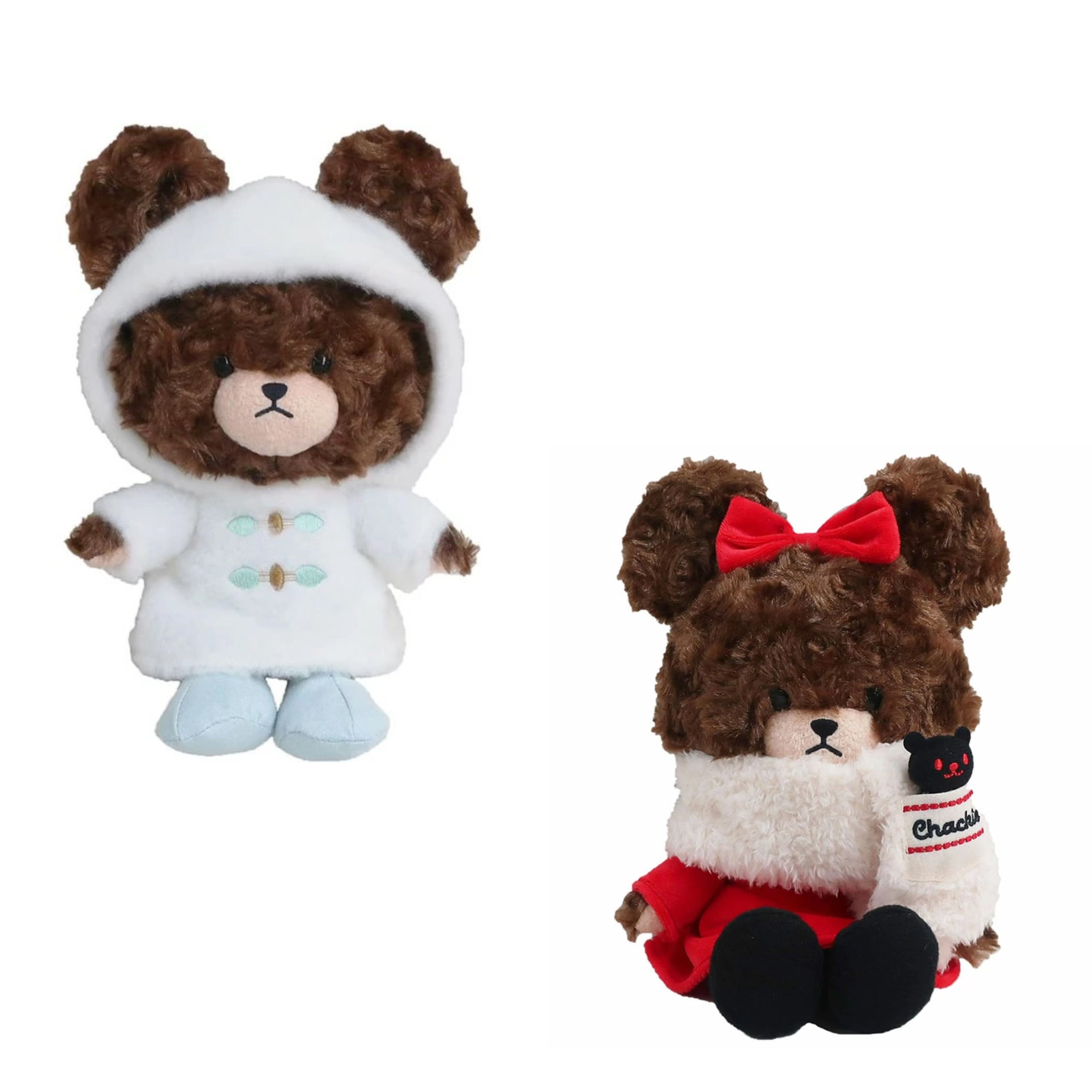 The bear’s school上学熊|Fluffy Hood S Plush Toy冬日围巾大衣毛茸茸玩偶/公仔|约H19 x W16 x D10cm