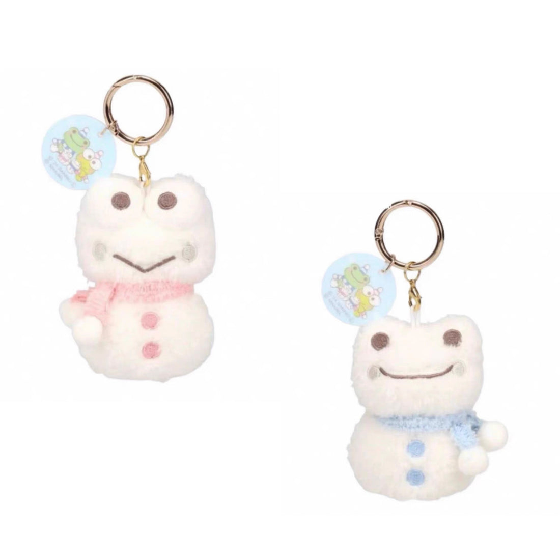 Sanrio|Pickles the Frog Snowman Mascot Holder /Plush Keychain|8.5×6×4.5cm approx.