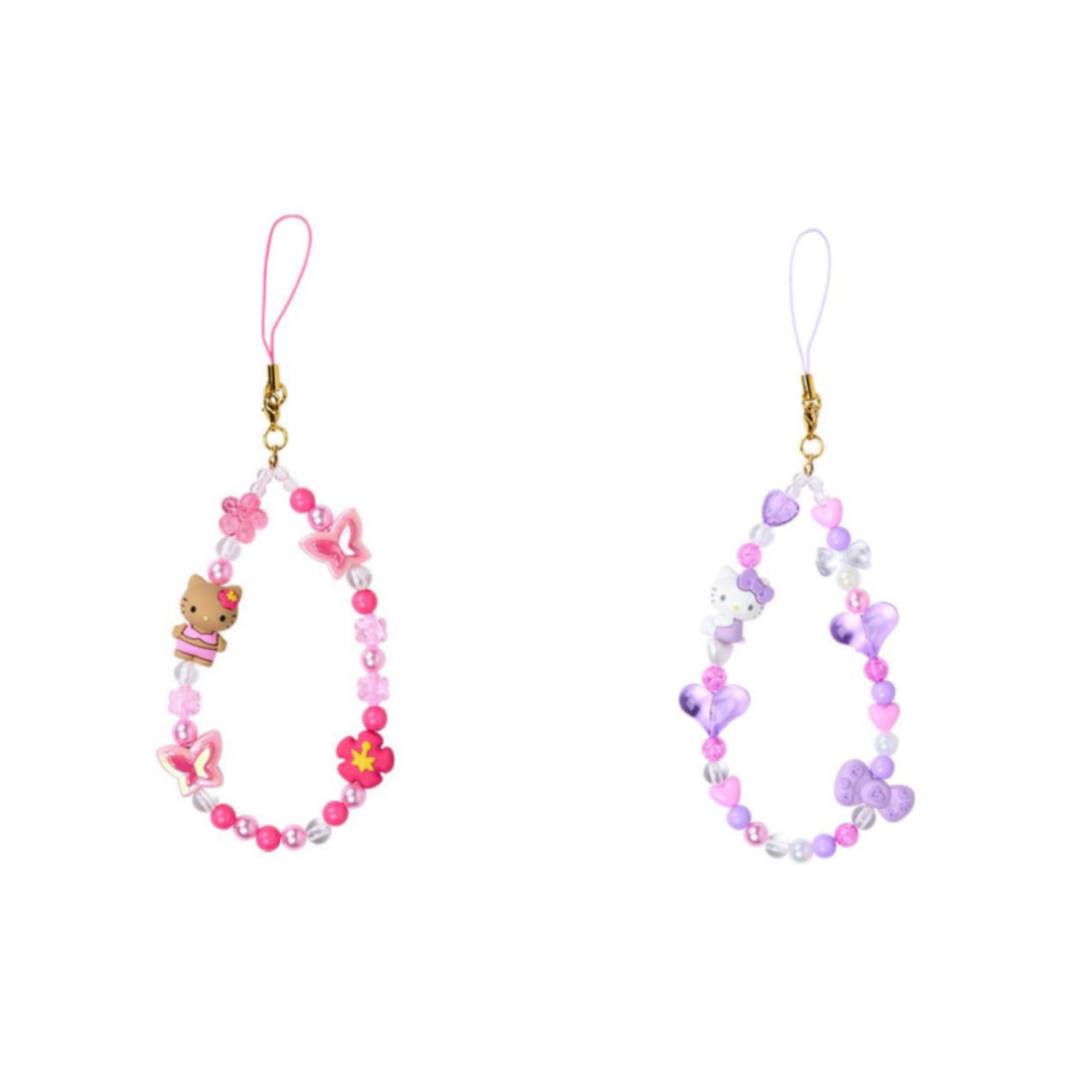 Sanrio三丽鸥|90s Phone Strap - Hello Kitty / Gogo Gal Collection Tan 复古90年代凯蒂猫偏光串珠手机挂链吊饰/|约5.5×1.3×12.5m