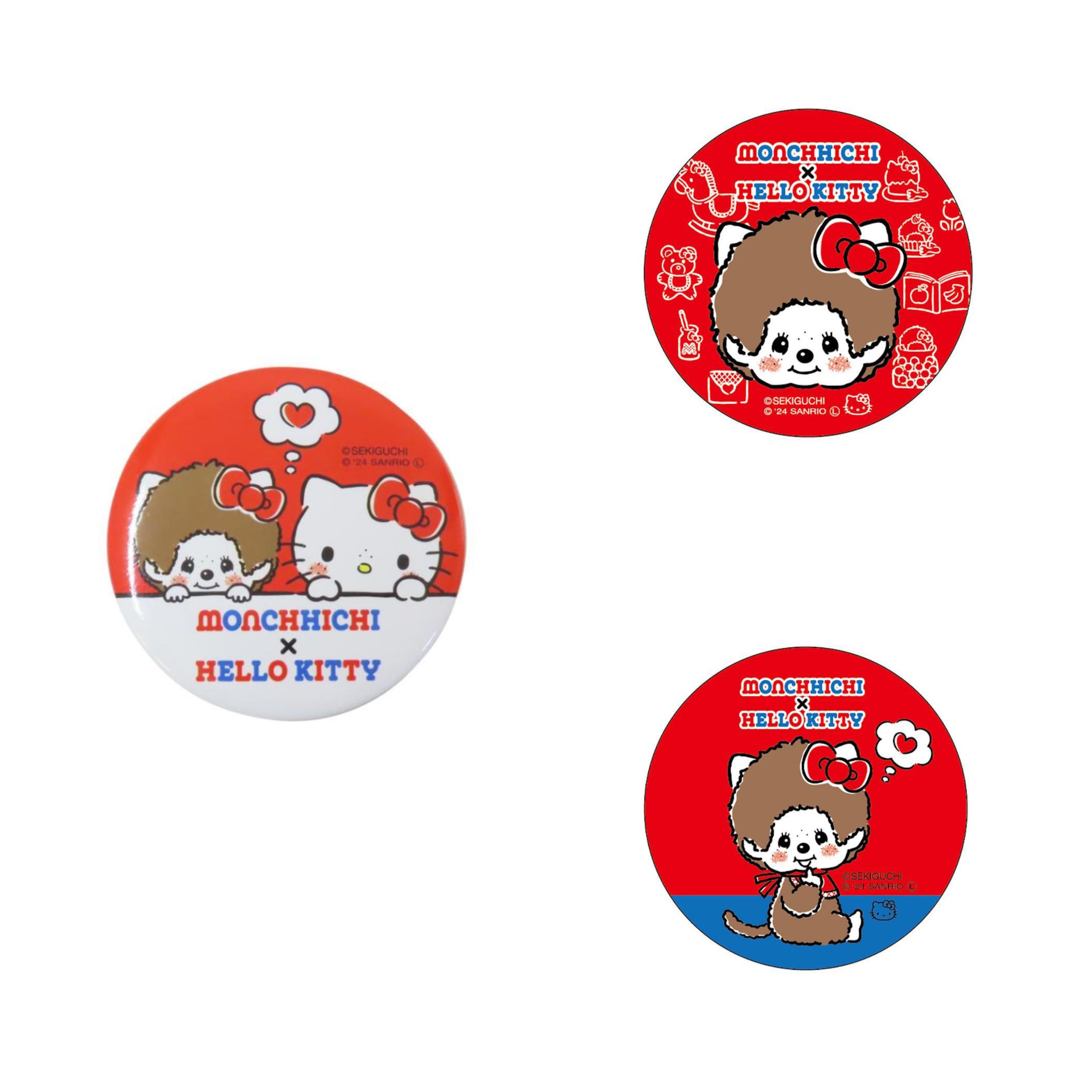 Monchhichi|Sanrio Hello Kitty Can Badge Pin|Φ58×4mm approx.