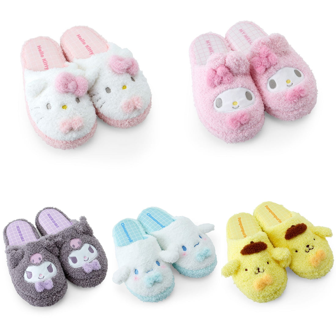 Sanrio三丽鸥| Face-Shaped Slippers 可爱角色软乎乎毛绒拖鞋/家居鞋|约28.3 x 26.4 x 10.6cm