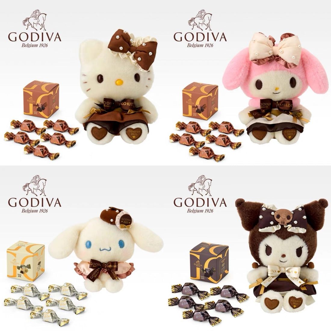 Sanrio三丽鸥|Plush Doll Hello Kitty Sanrio x GODIVA 2025歌帝梵联名巧克力+毛绒玩偶公仔礼物套装/礼盒