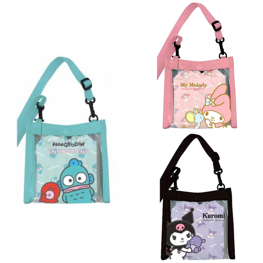 Sanrio|Clear Shoulder Bag with Drawstring|H150×W155×D60mm approx.