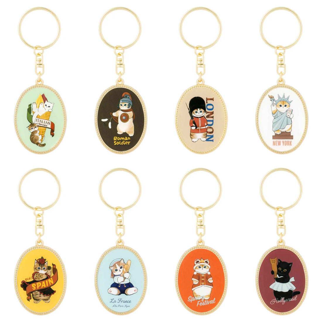 Mofusand|mofumofu journey Oval Metal Keychain/Keyring|H105 x W38 x D3mm approx.