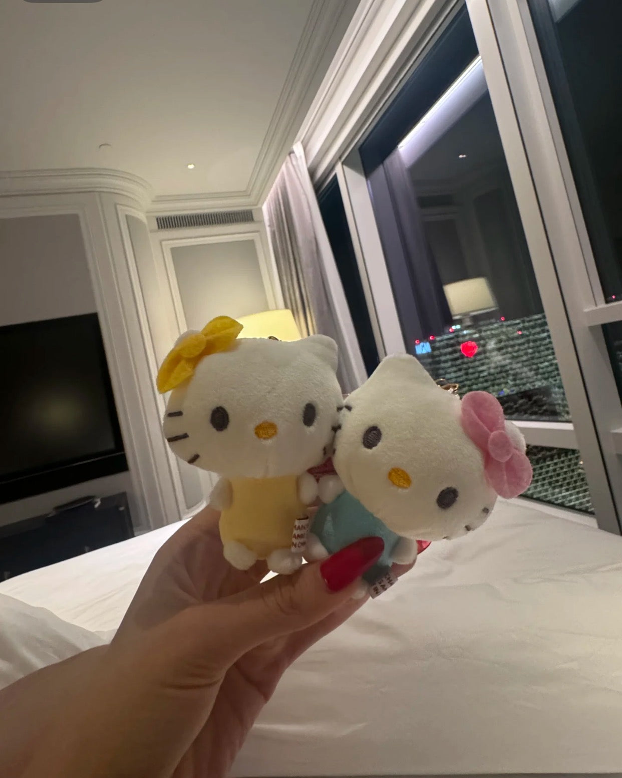 Sanrio| niko nui Hello Kitty & Mimmy Mascot Holder /Plush Keychain|H170×W130×D50mm approx.