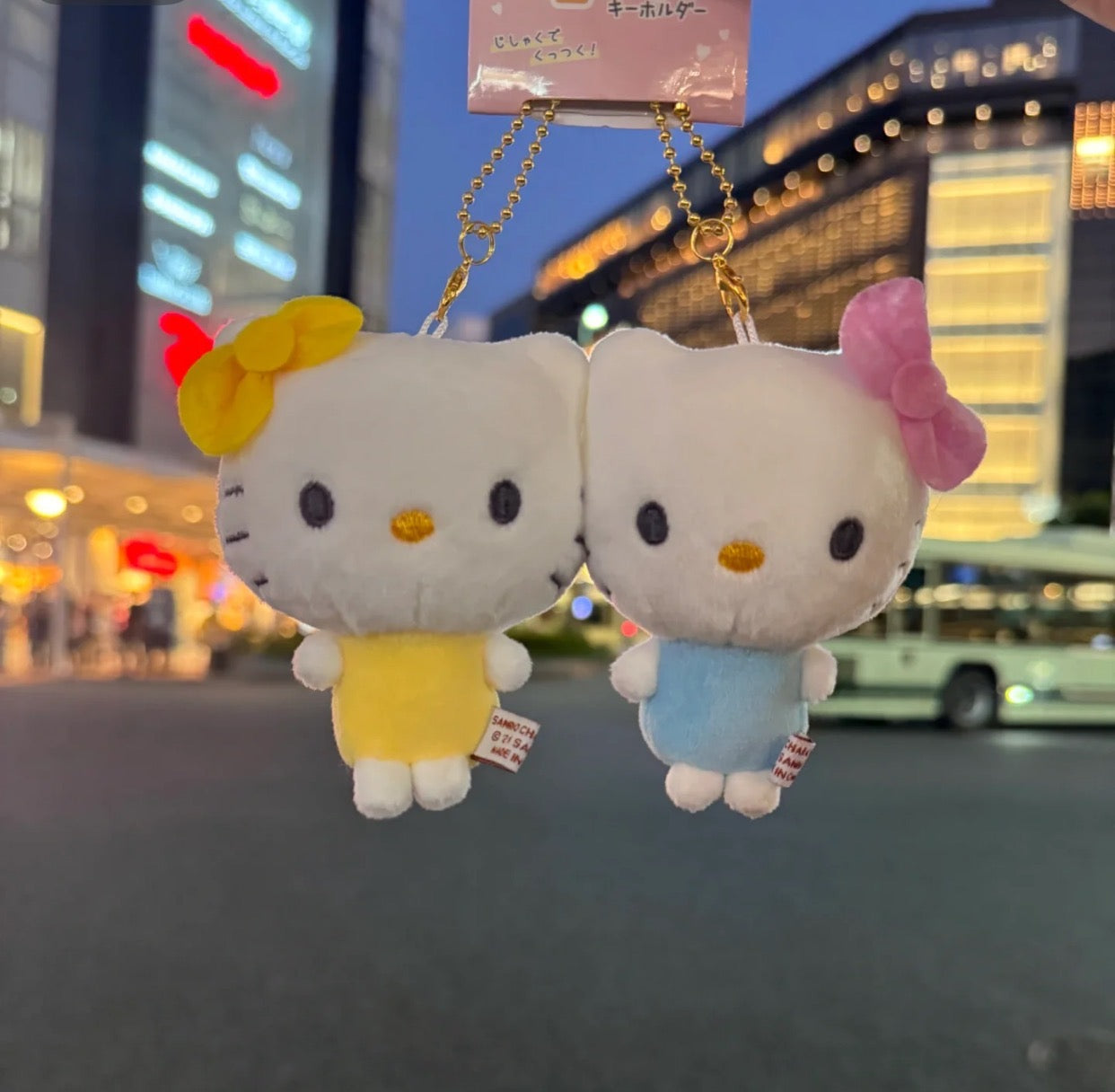 Sanrio| niko nui Hello Kitty & Mimmy Mascot Holder /Plush Keychain|H170×W130×D50mm approx.