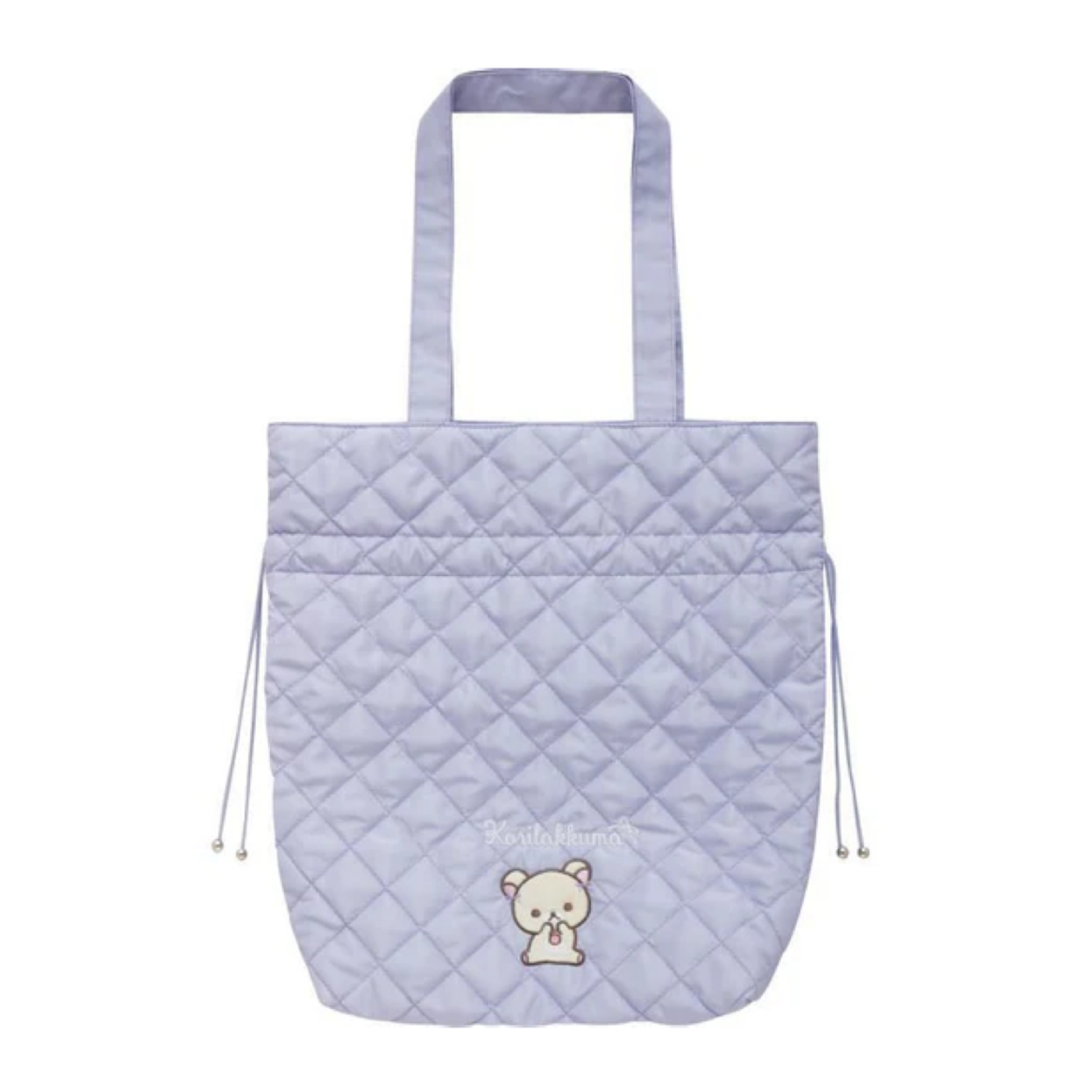 Rilakkuma轻松熊|Korilakkuma Tote Bag Blue Gray Sky Cotton Candy San-X天空白云棉花糖系列菱格纹抽绳单肩包|约430×420×120mm