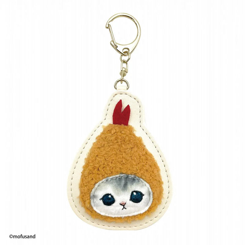 Mofusand|鲨鱼猫三角饭团式毛茸茸皮质感挂链/包挂|約H120×W90×D10mm