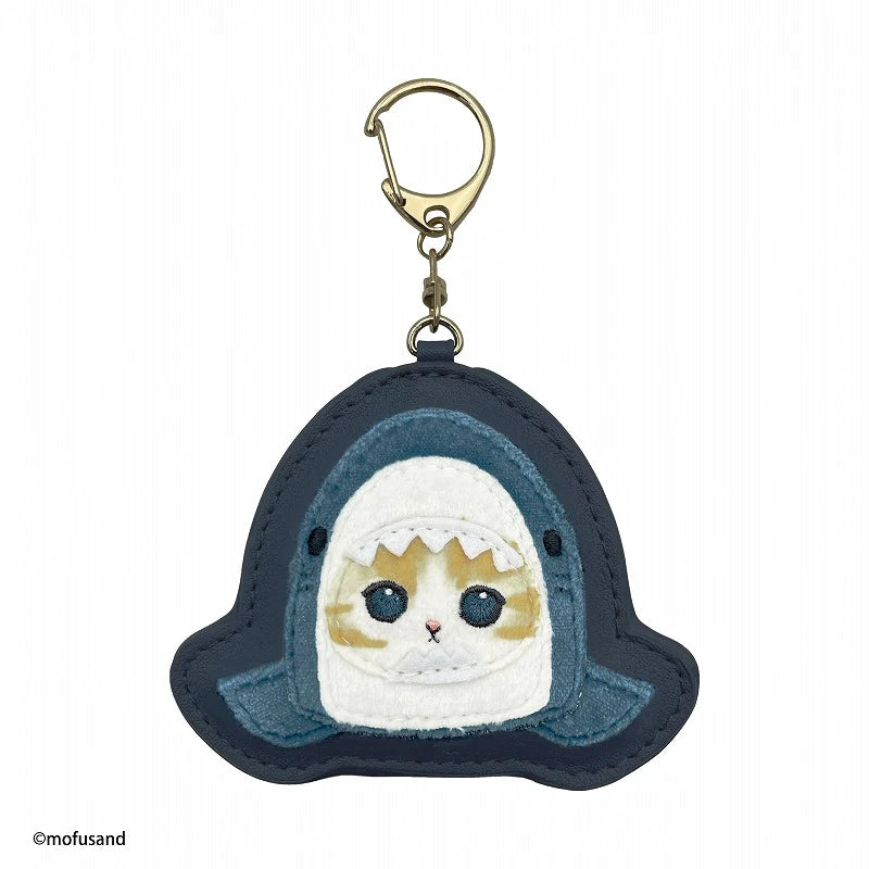 Mofusand|鲨鱼猫三角饭团式毛茸茸皮质感挂链/包挂|約H120×W90×D10mm