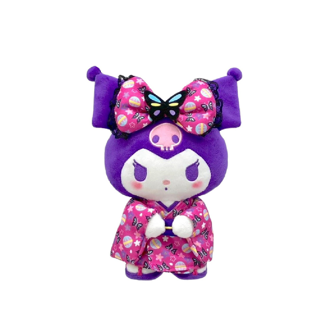 Sanrio三丽鸥|Nakajima Sanrio Plush Butterfly Kimono S蝴蝶和服系列可爱角色小号毛绒玩偶/公仔|约10.0 x 18.0 x 24.0cm