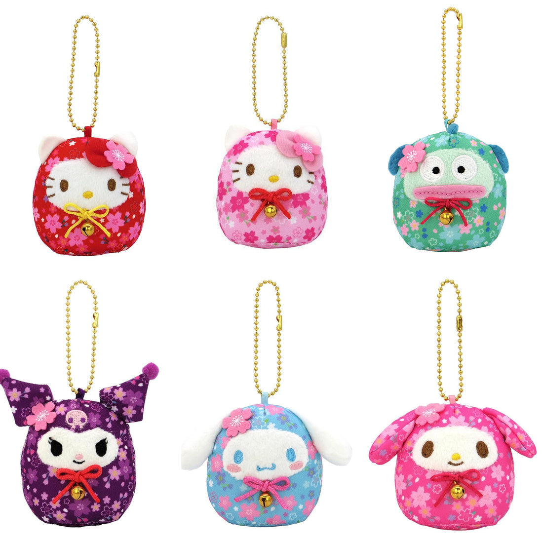 Sanrio|Daruma Japanese New Year Sakura Mascot Holder /Plush Keychain| 65×70×50mm approx.