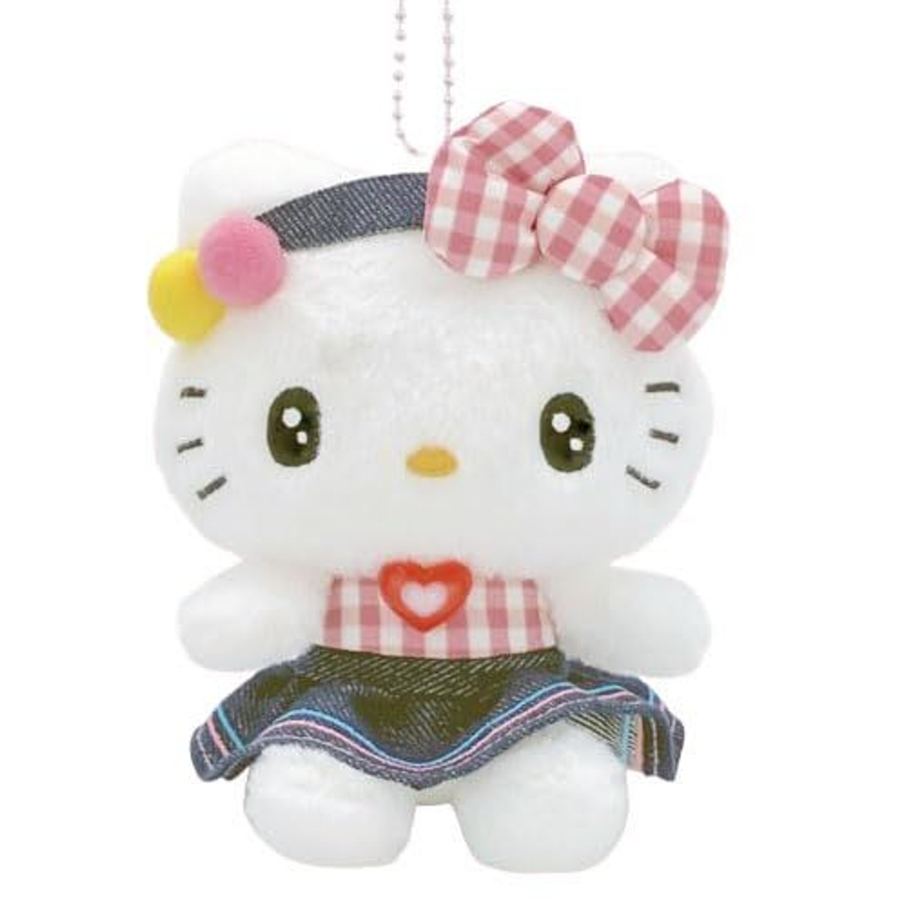 Sanrio|Gingham Denim Mascot Holder /Plush Keychain|14×10.5×7.5cm approx.