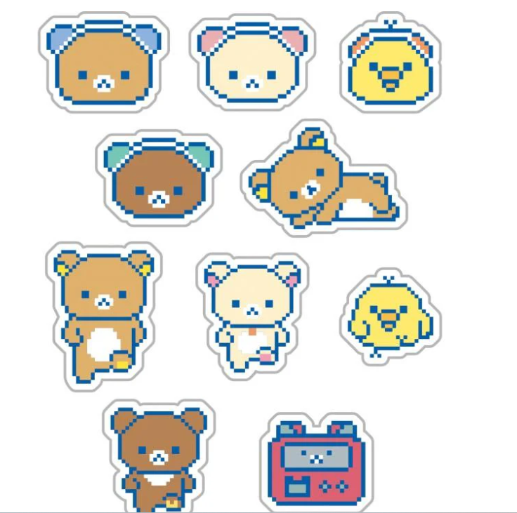 Rilakkuma|Gaming Pixel Art Flake Sticker Set|50 pieces