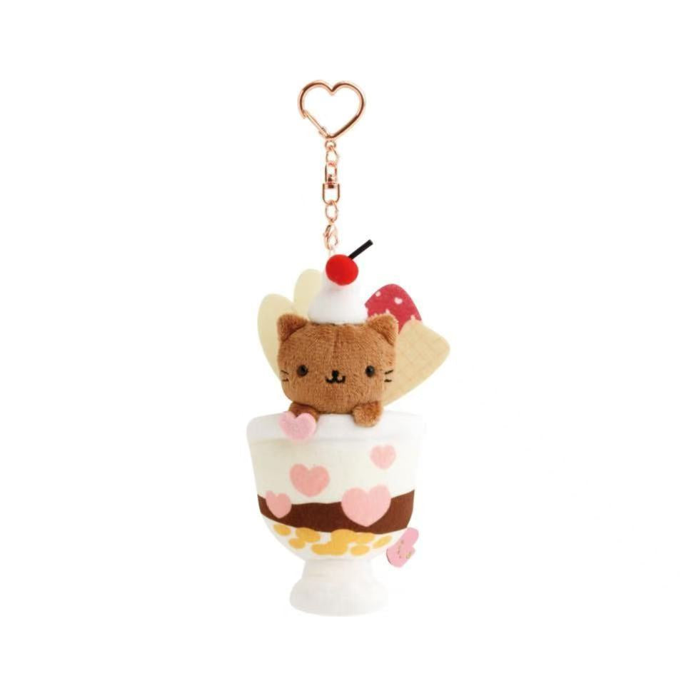 Sanx|Universe "Heart" Parfait Nyan Nyan Nyanko Mascot Holder /Plush Keychain|140×65×65mm approx.