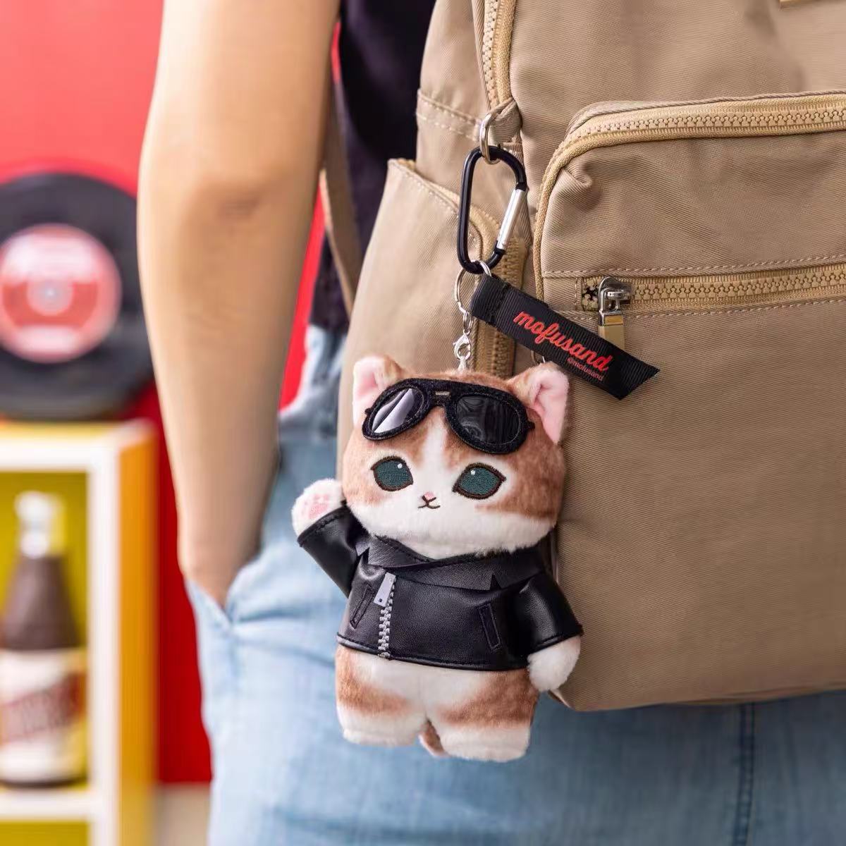 Mofusand|Leather Jacket Cat Mascot Holder /Plush Keychain|140×105×70mm approx.