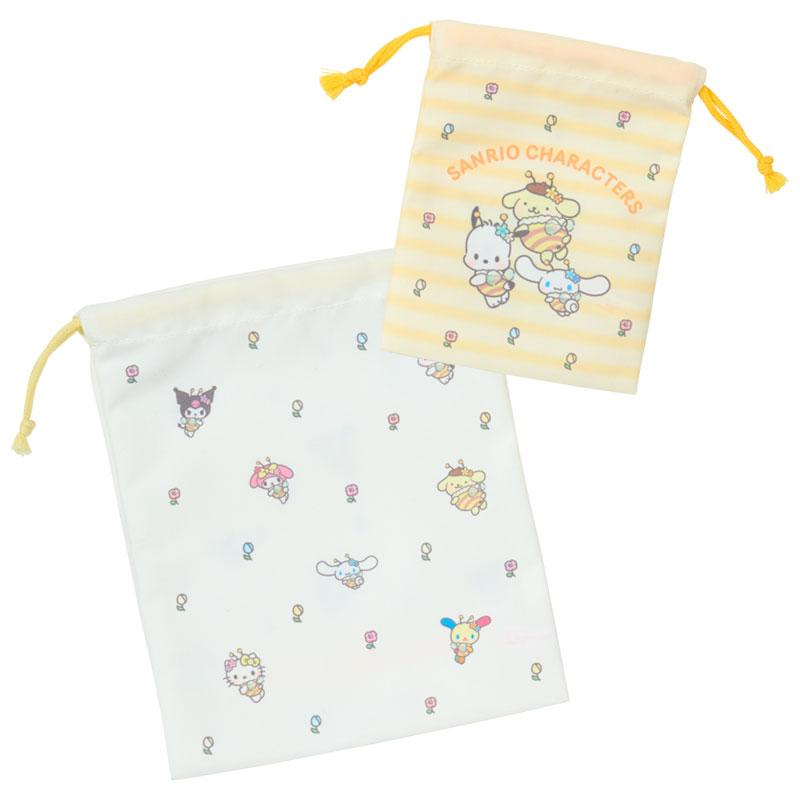 Sanrio|Flower-Loving Hachi Drawstring Pouch Set of 2