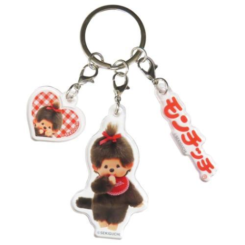 Monchhichi|3-part Acrylic Keychain/Keyring|H52 x W31 x D3mm approx.