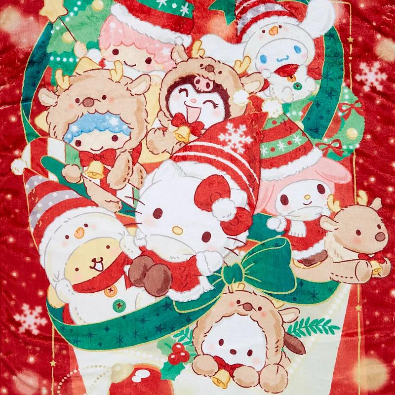 Sanrio三丽鸥|Cushion Blanket - Christmas 2024圣诞限定可收纳加绒加厚盖毯丝绒抱枕/靠垫/正反面都可爱|约105×1×70cm