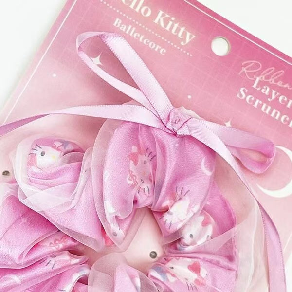 Sanrio|Ribbon Layered Scrunchie Ballet Core|1.5 x 12.6 x 15.7cm approx.
