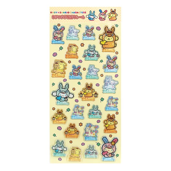 Sanrio|Kirafuchi Resin Stickers Rody x Sanrio Characters Mix|19.5cm x 9cm approx.