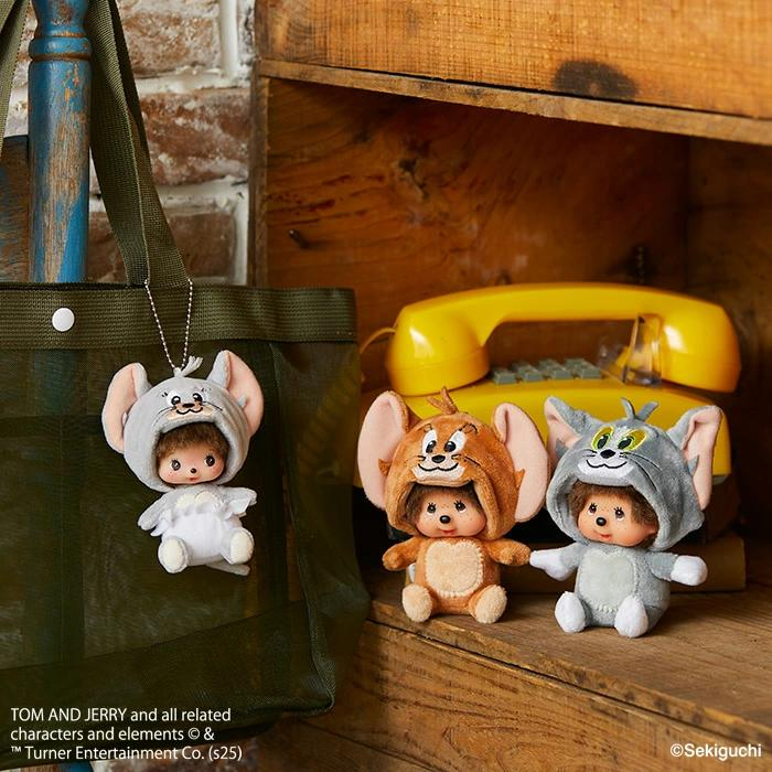 Monchhichi|Tom & Jerry x Monchhichi Tuffy Bebichhichi Big Face SS Mascot Holder /Plush Keychain|H11 x W9 x D6.5cm approx.