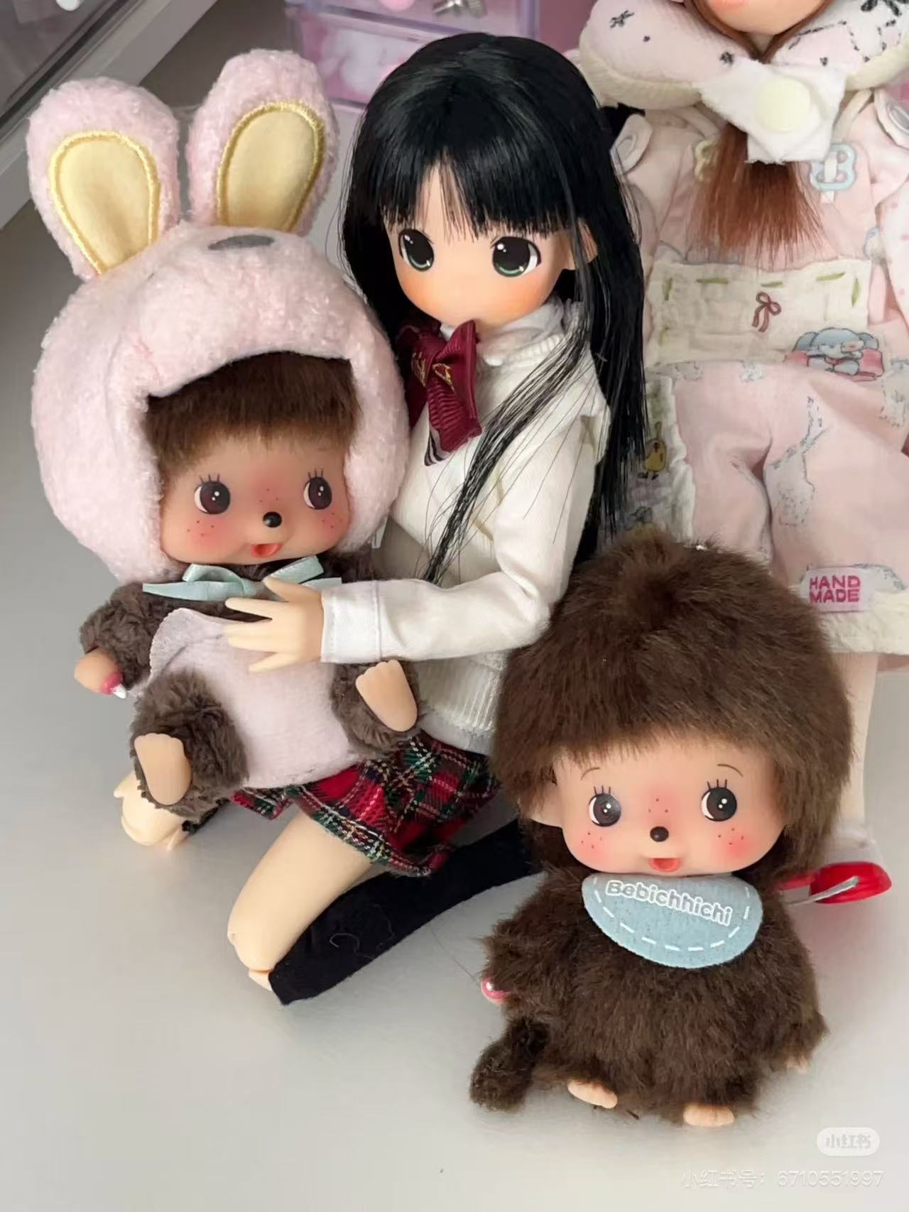 Monchhichi|Animal Bebichhichi SS Big Face Mascot Holder /Plush Keychain|H10.5 x W6.5 x D7cm approx.