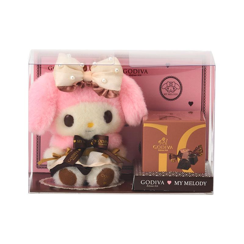 Sanrio三丽鸥|Plush Keychain Hello Kitty Sanrio x GODIVA 2025歌帝梵联名巧克力+毛绒玩偶挂件礼物套装/礼盒