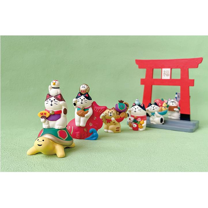 concombre|DECOLE FUKU福MONO 新年招财猫系列健康吉祥猫咪树脂装饰摆件|约44×72×h80 mm