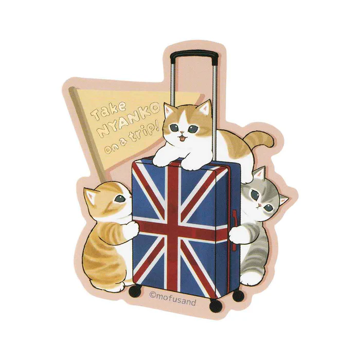 Mofusand|Mofumofu Journey Take Kitty on a Trip Shiny Foil Stamp Sticker| 76×75mm approx.