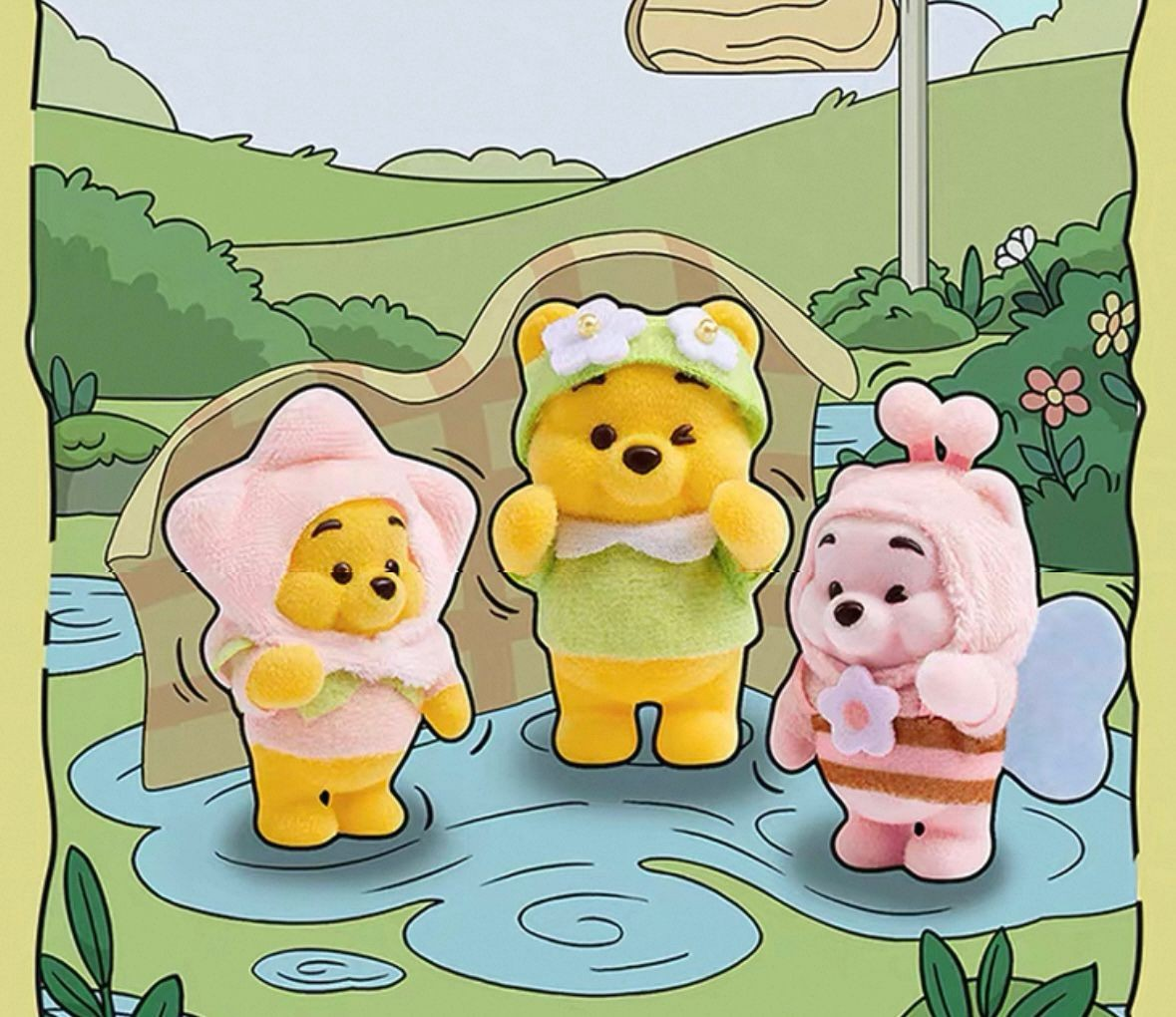 MINISO Disney Winnie the Pooh Touching Garden Series Flocking Figure Toy Blind Box