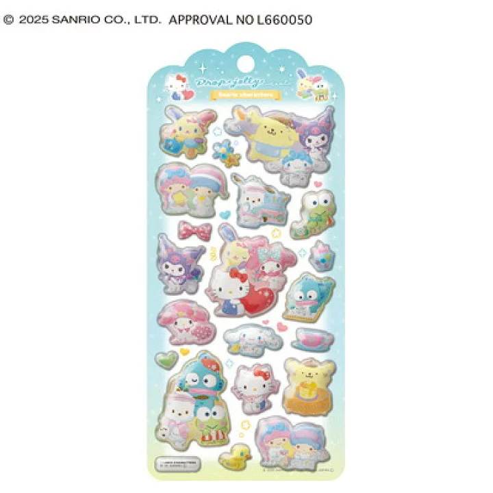 Sanrio|Characters Drop Jelly Stickers| 200 x 95 mm approx.