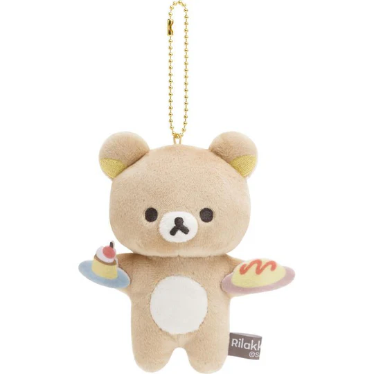 Rilakkuma轻松熊| Favorite Things Plush Keychain San-X最喜欢的东西系列轻松熊拿蛋糕毛绒玩偶挂件/包挂|约 125×115×50mm
