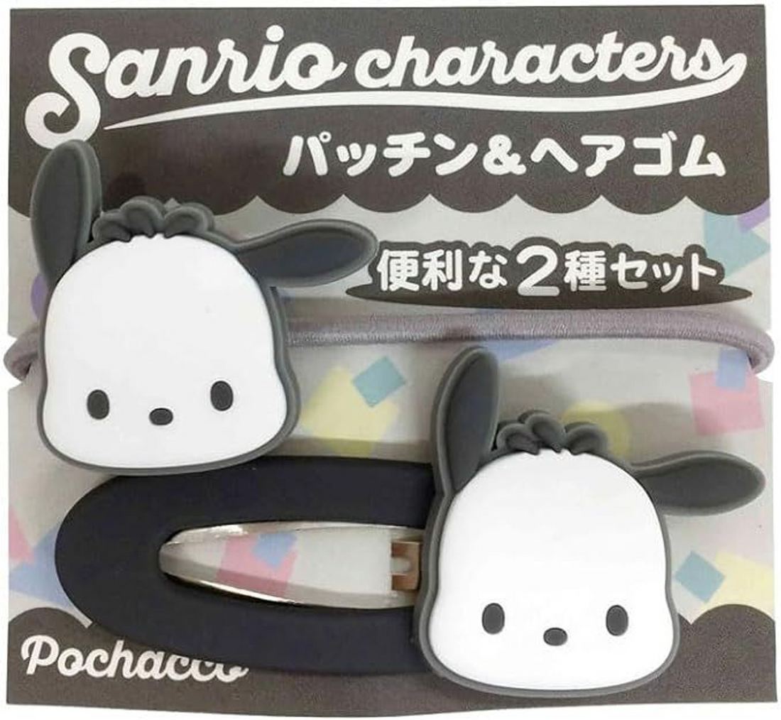 Sanrio|Hair Clip and Band Set Pochacco可爱角色橡胶大头刘海发夹/发饰|1对入
