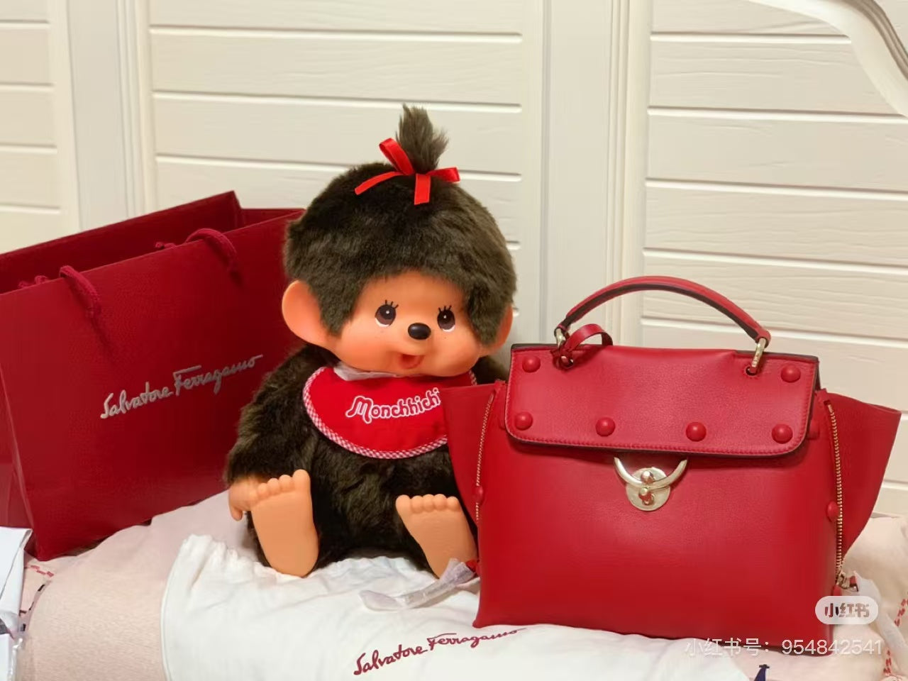 Monchhichi|Premium Standard Brown Plush Dolls/Plush Toy|L/H41 x W34 x D13cm approx.