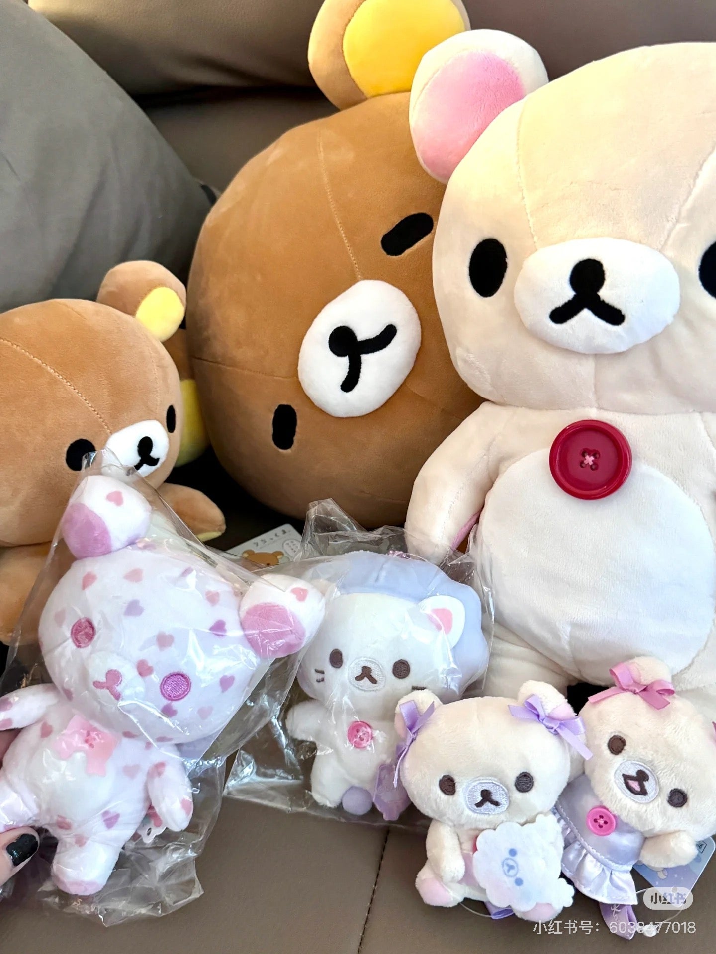 Rilakkuma轻松熊|1+5Colors Plush粉色爱心毛绒玩偶/公仔|約H125 x 110 x 60mm