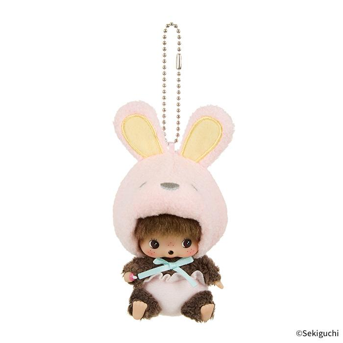Monchhichi|Animal Bebichhichi SS Big Face Mascot Holder /Plush Keychain|H10.5 x W6.5 x D7cm approx.