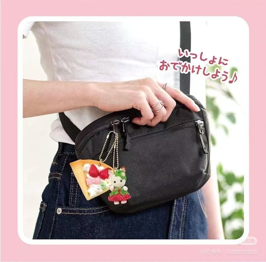 SylvanianFamilies|Strawberry Whipple crepe decoden Keychain Kit - Chocolate Rabbit
