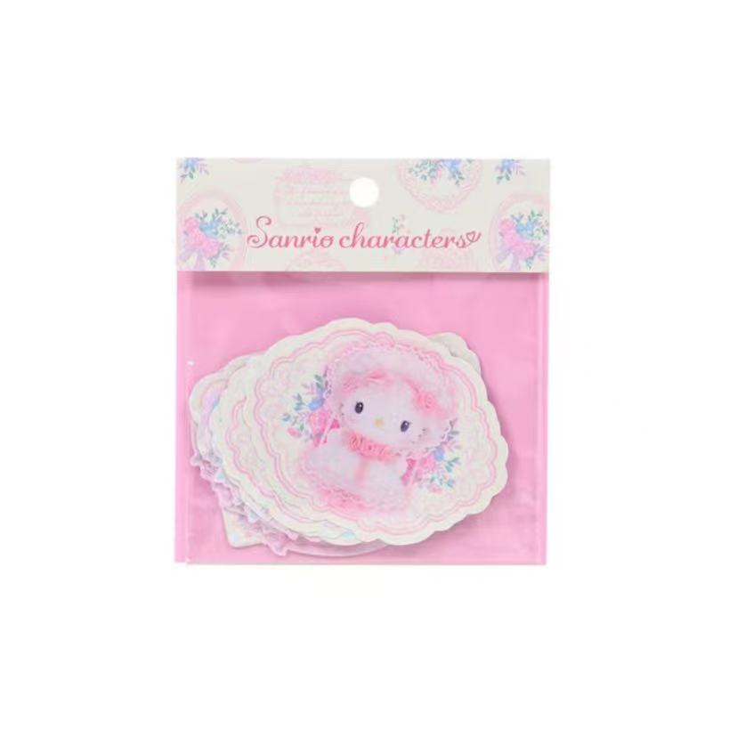 Sanrio|White Frill Design Sparkling Heart Hologram Sticker Set|18 pieces