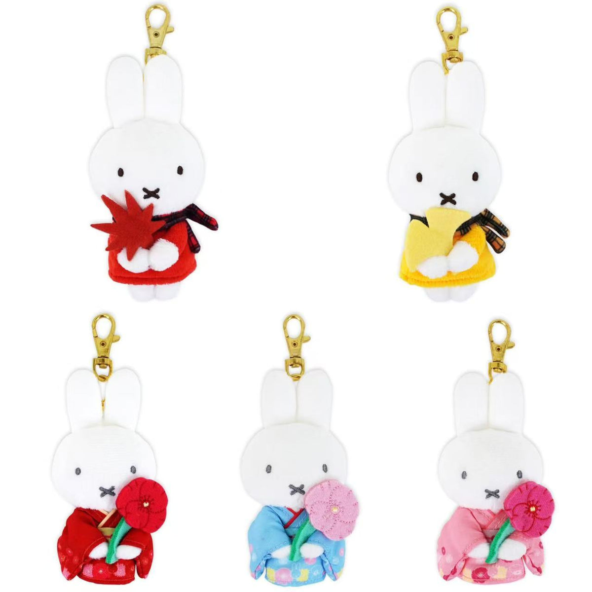 Miffy| Limited Edition Kimono Autumn Leaves Chokkorisan Mascot Holder /Plush Keychain|H12 x W6 x D4cm approx.