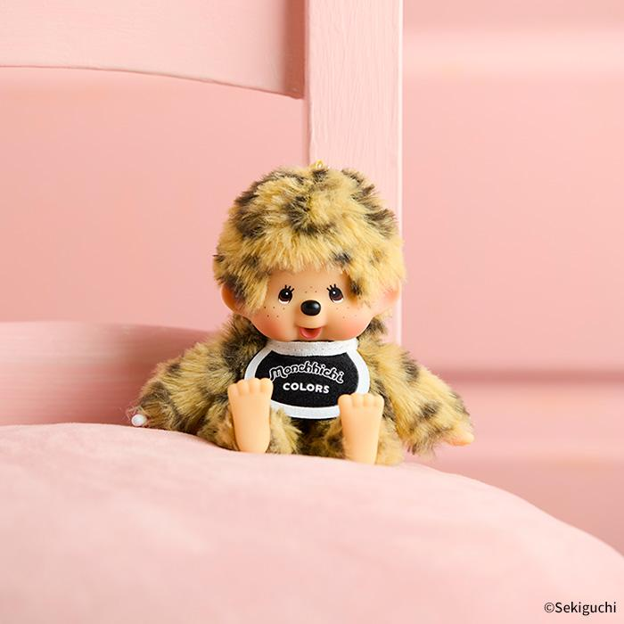 Monchhichi|color Leopard Print Mascot Holder /Plush Keychain|H13.5 x W8.5 x D5.5cm approx.