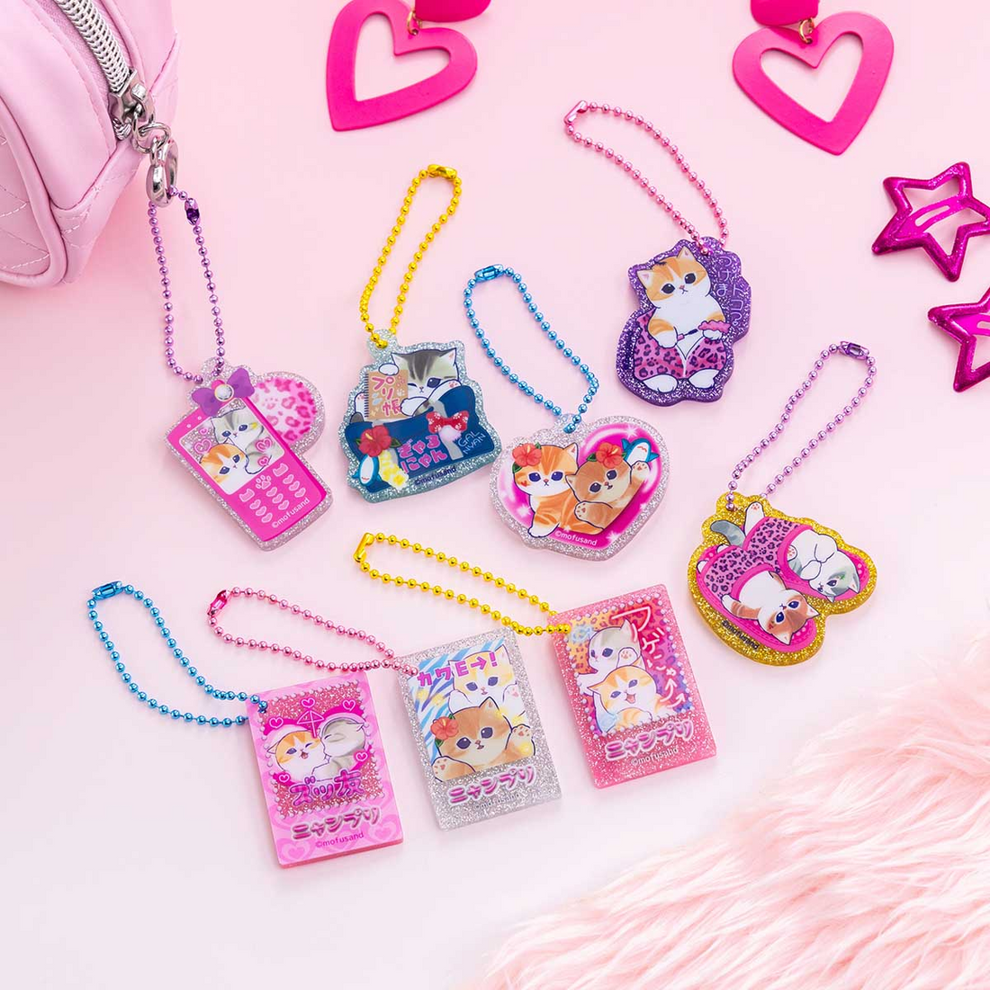 Mofusand|Gyarunyan Girl  Collection Trading Glitter Acrylic Mini Keychain mystery bag/blind box/All 8 types|1pcs