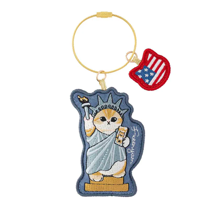 Mofusand|Mofumofu Journey Cat Statue of Liberty Embroidery Keychain| 92×65×18mm approx.